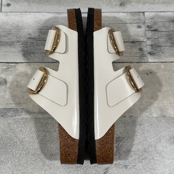BIRKENSTOCK Arizona Hammered Big Buckle Slide Sandal - Antique White - Sz-7-7.5 - Picture 5 of 9